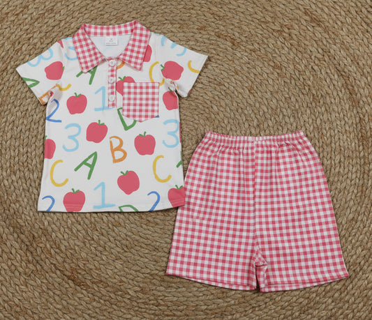 ABC apple back to school boy shorts outfit