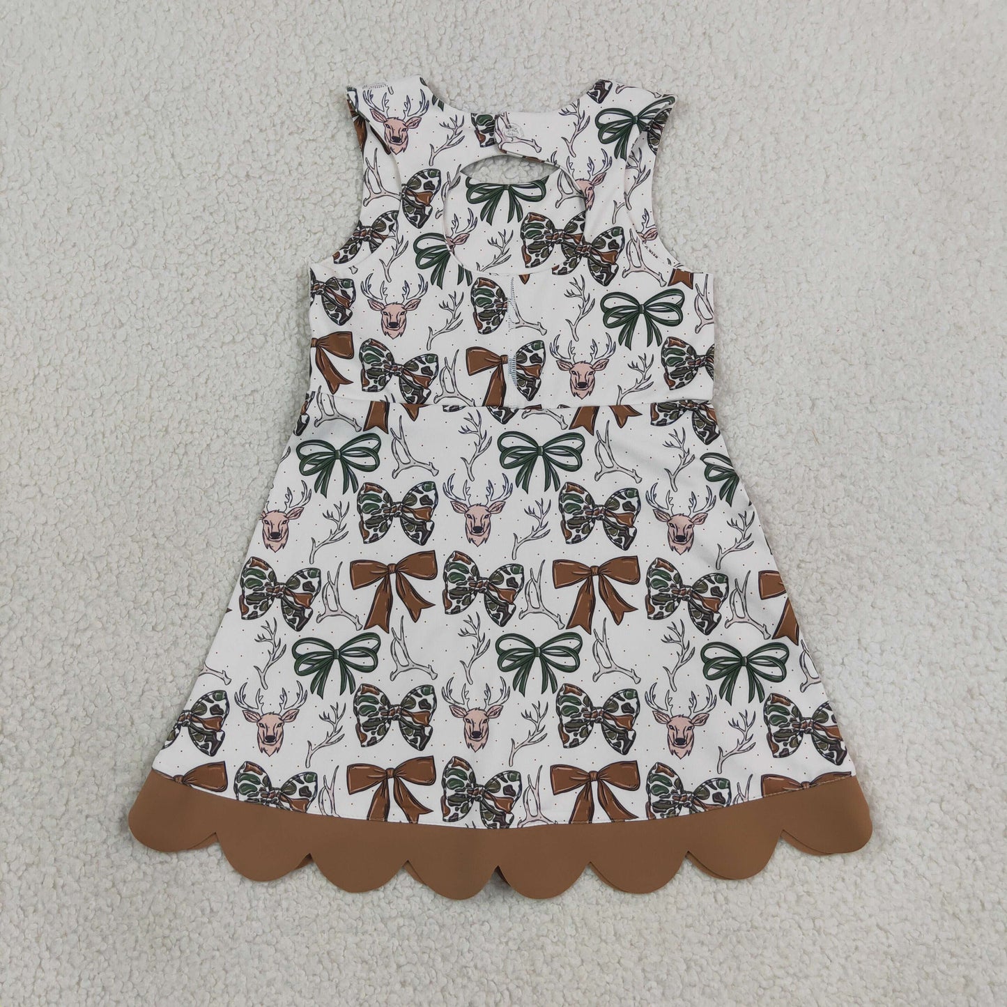 camo coquette bow deer print athletic scallop dress