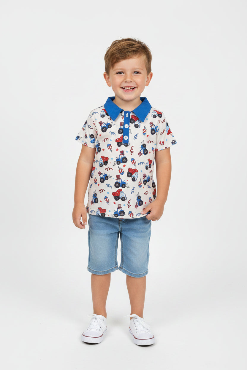 patriotic trucks boys polo