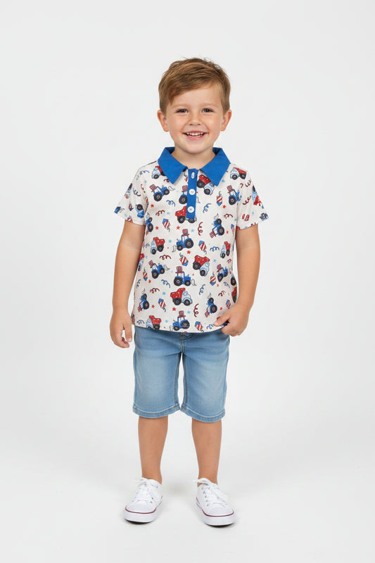patriotic trucks boys polo