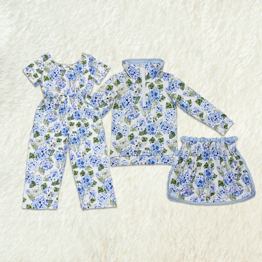 Match Baby Girls Blue Flowers Athletic Active Wear Top Shorts Skirts Clothes Sets Jumpsuit D 3.13