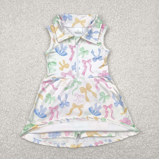 GSD2141 Baby Girls Colorful Bows Yoga Active Wear Skort Knee Length Dresses  D 4.19