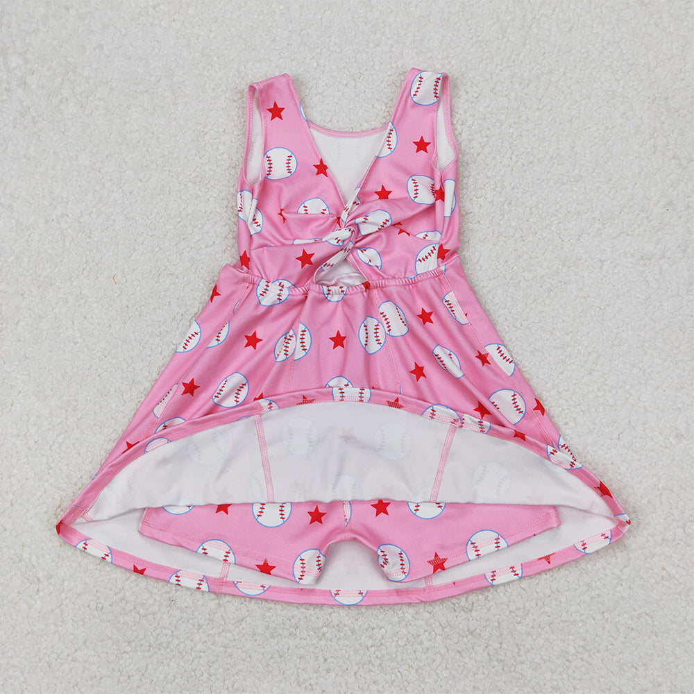 GSD2135  Baby Girls Baseball Stars Yoga Active Wear Skort Knee Length Dresses D 3.21