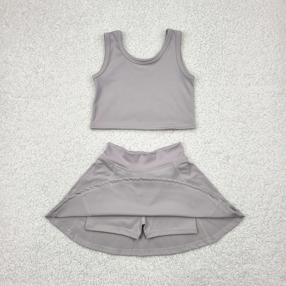 GSD1983  Baby Girls Grey Vest Top Sports Skorts Clothes Sets  D 4.19