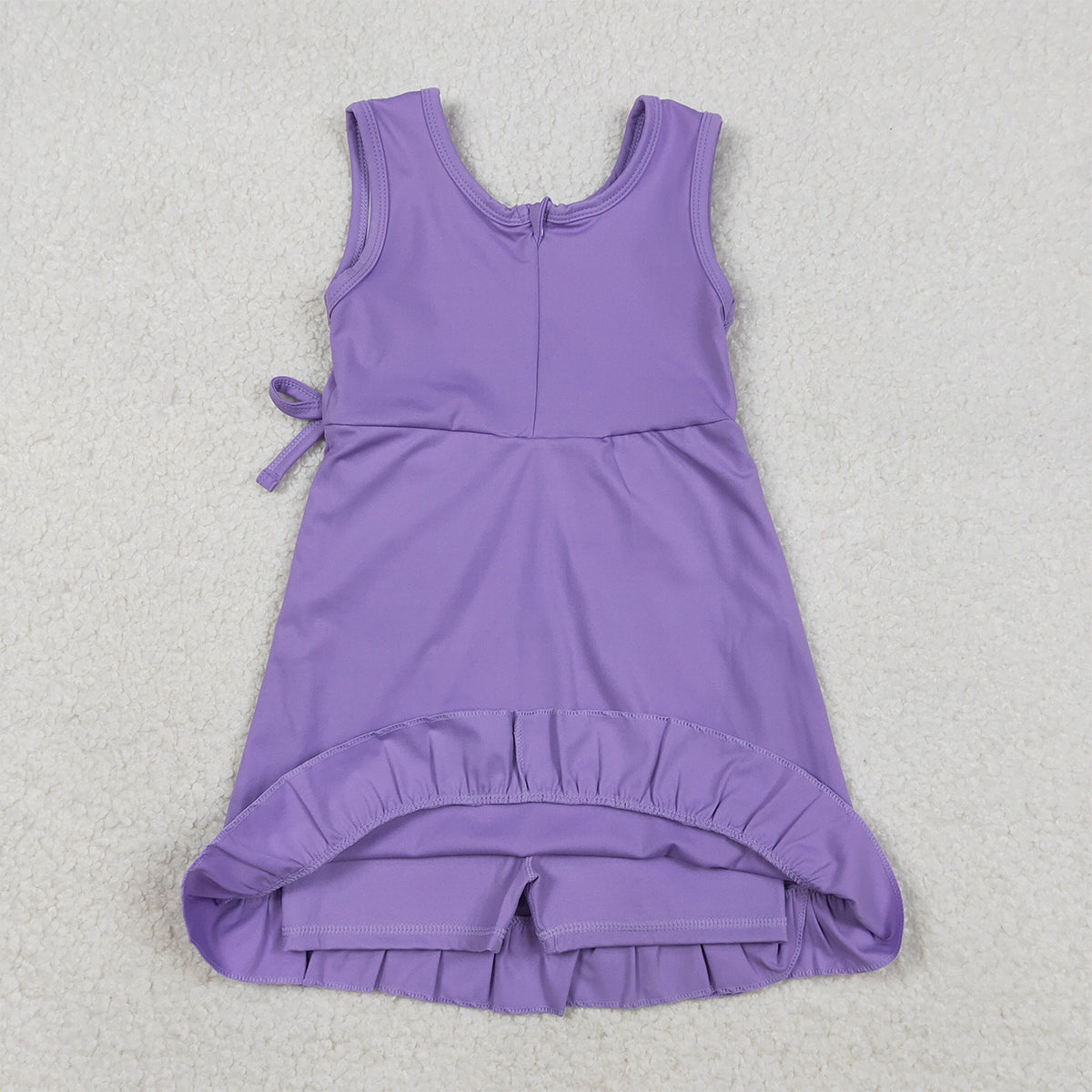 Baby Girls Purple Sleeveless Ruffle Shorts Knee Length Active Yoga Dresses for Kids