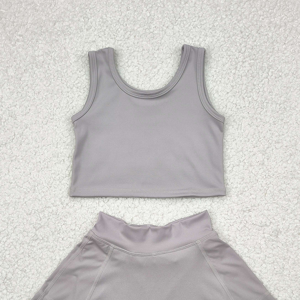 GSD1983  Baby Girls Grey Vest Top Sports Skorts Clothes Sets  D 4.19