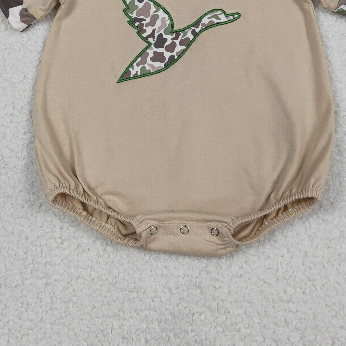 Baby Boys Embroidery Camo Ducks Short Sleeve Hunting Rompers Cute And Fashionable Baby Outfit for Little Hunters