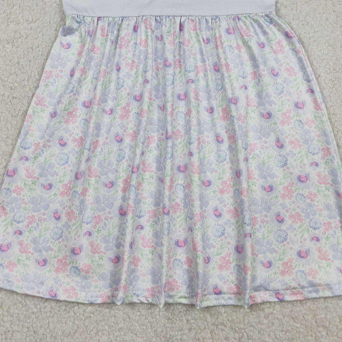 Baby Girls Lavender Floral Embroidery Mama's Girl Knee-Length Dress Feminine Elegant Clothing