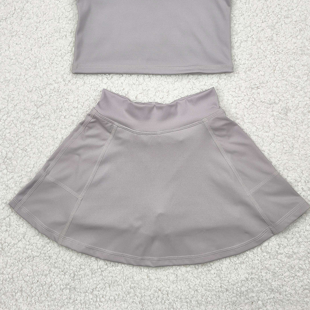 GSD1983  Baby Girls Grey Vest Top Sports Skorts Clothes Sets  D 4.19