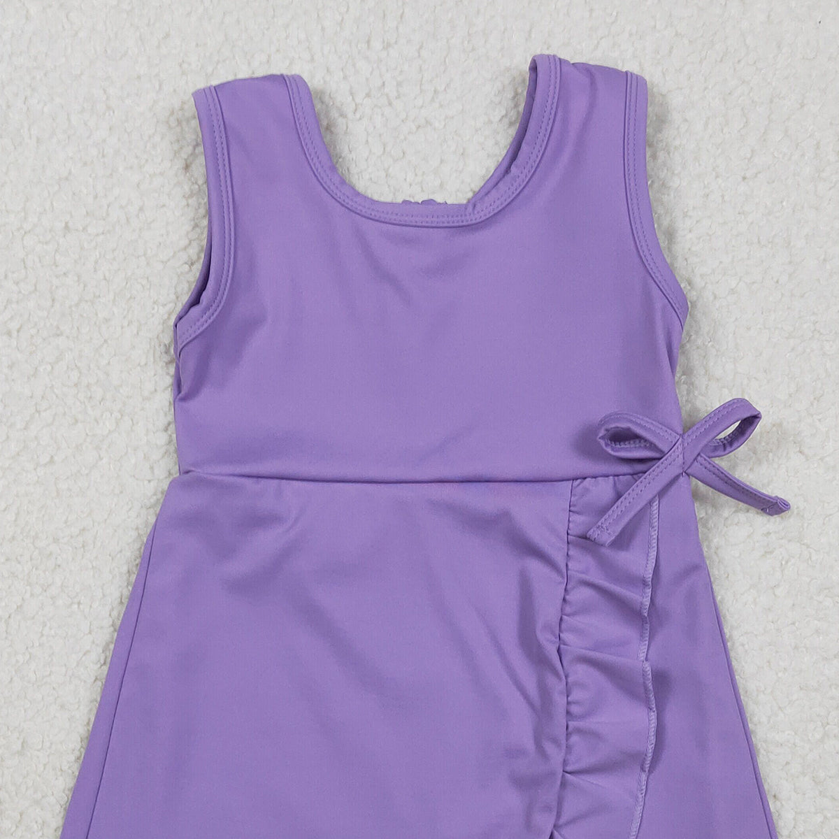 Baby Girls Purple Sleeveless Ruffle Shorts Knee Length Active Yoga Dresses for Kids