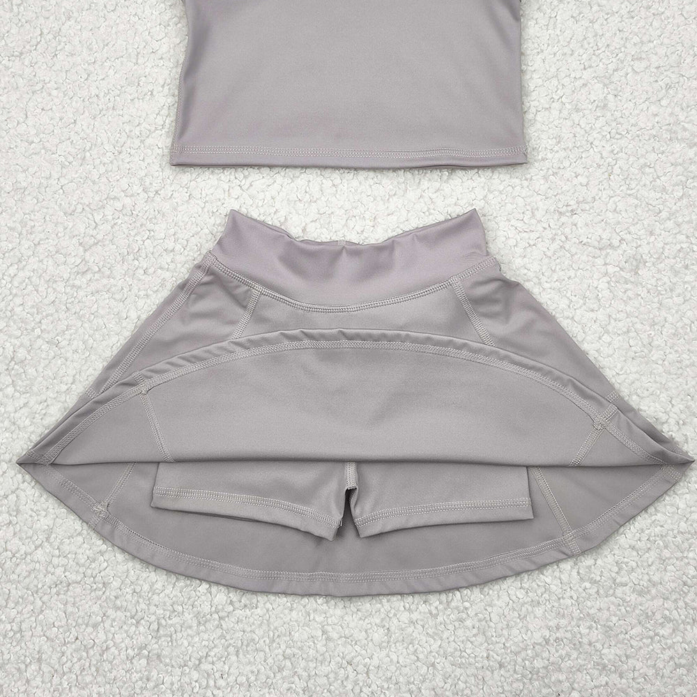 GSD1983  Baby Girls Grey Vest Top Sports Skorts Clothes Sets  D 4.19