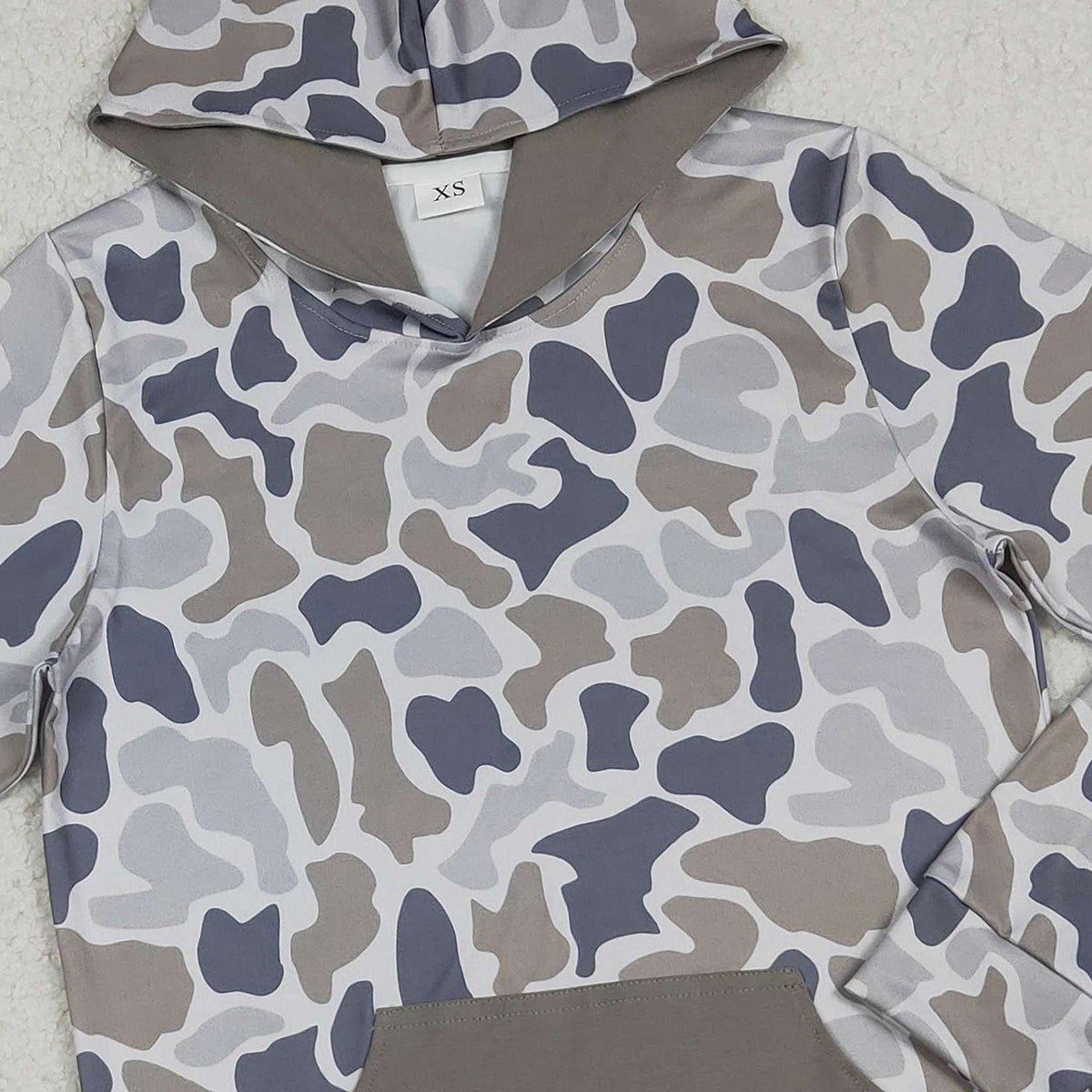 Adult Men's Long Sleeve Southern Grey Camo Hoodie with Pocket Top