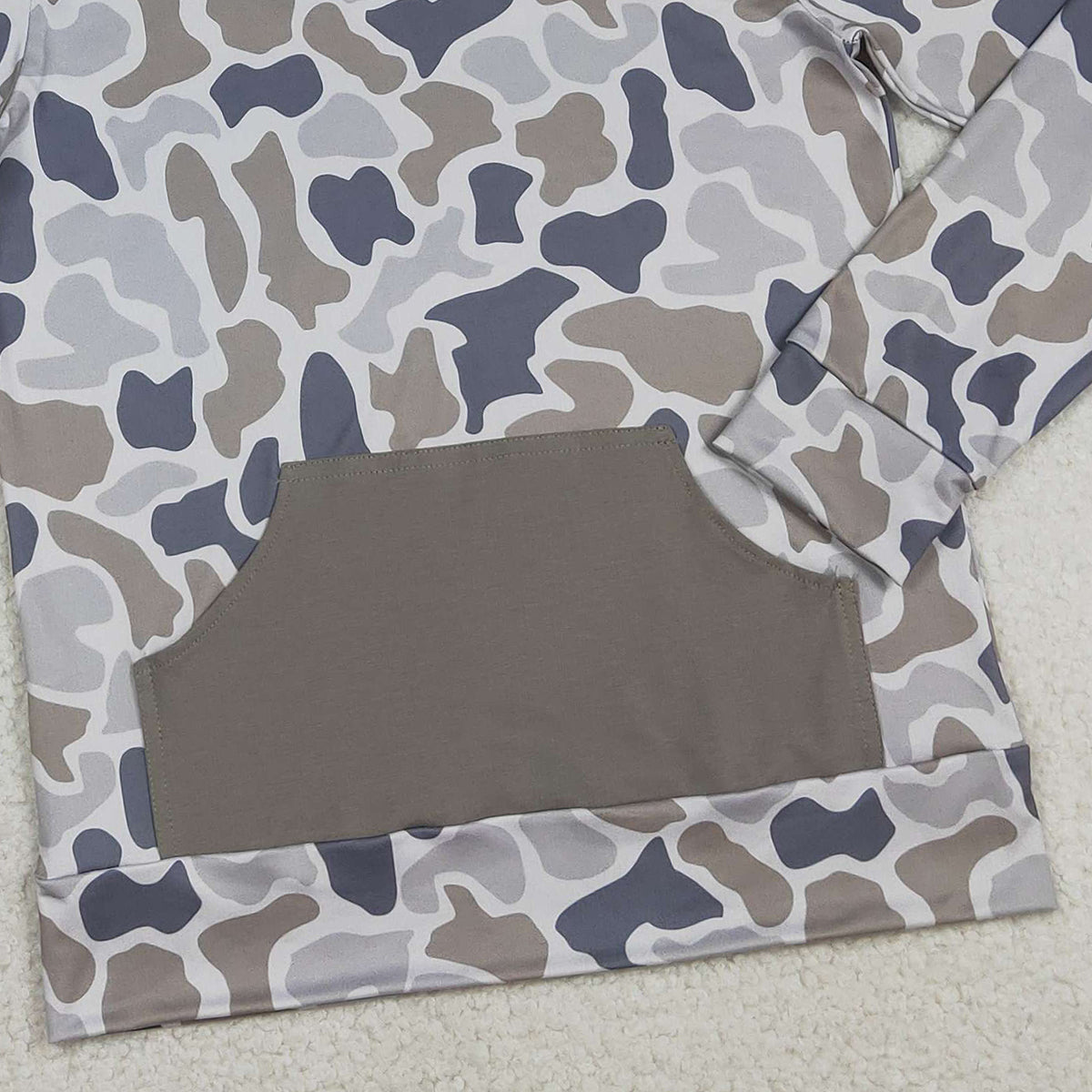 Adult Men's Long Sleeve Southern Grey Camo Hoodie with Pocket Top