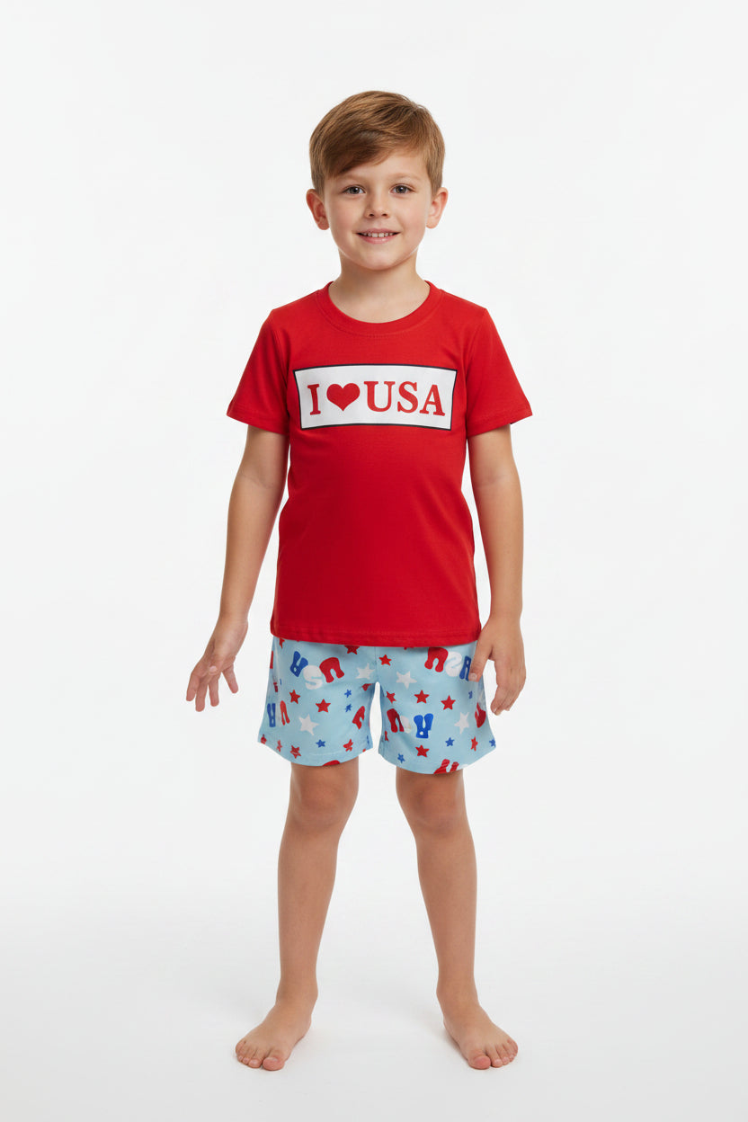 4th of July i love USA shorts outfit