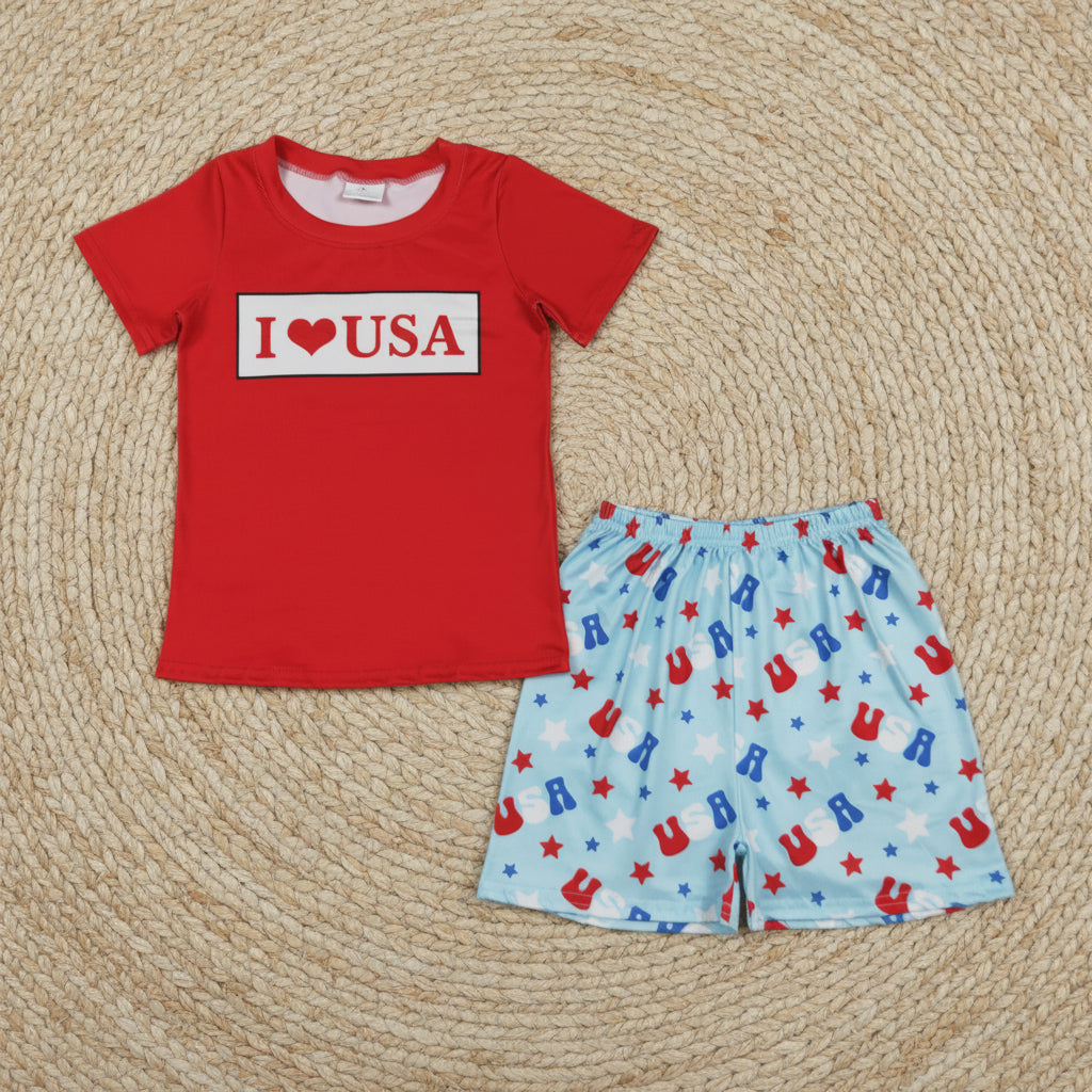 4th of July i love USA shorts outfit