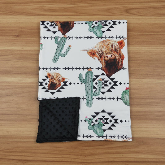 highland cows cactus aztec western baby blanket
