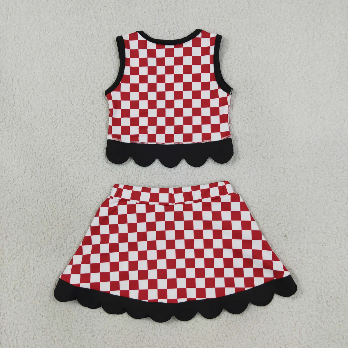 georgia red check scallop athletic skort outfit girls clothing