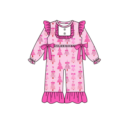 Custom Baby Girls Christmas Pink Trees Bows Rompers D 8.13