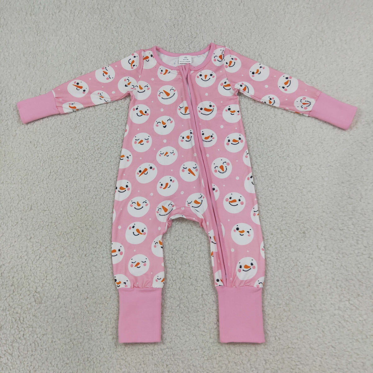 LR3165 pink snowman print girl sleeper PJ