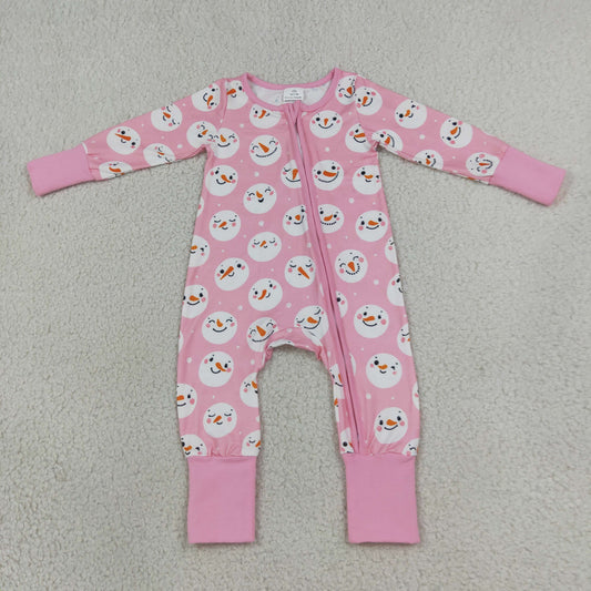 LR3165 pink snowman print girl sleeper PJ