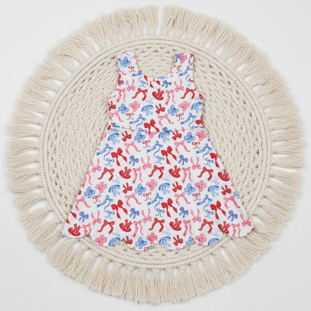 patriotic ribbon coquette athletic scallop dress