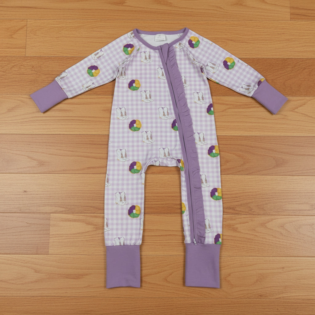 mardi gras king cake sleeper pjs