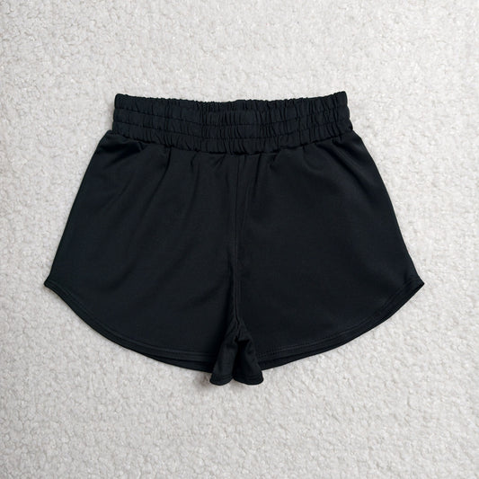 solid black athletic active shorts