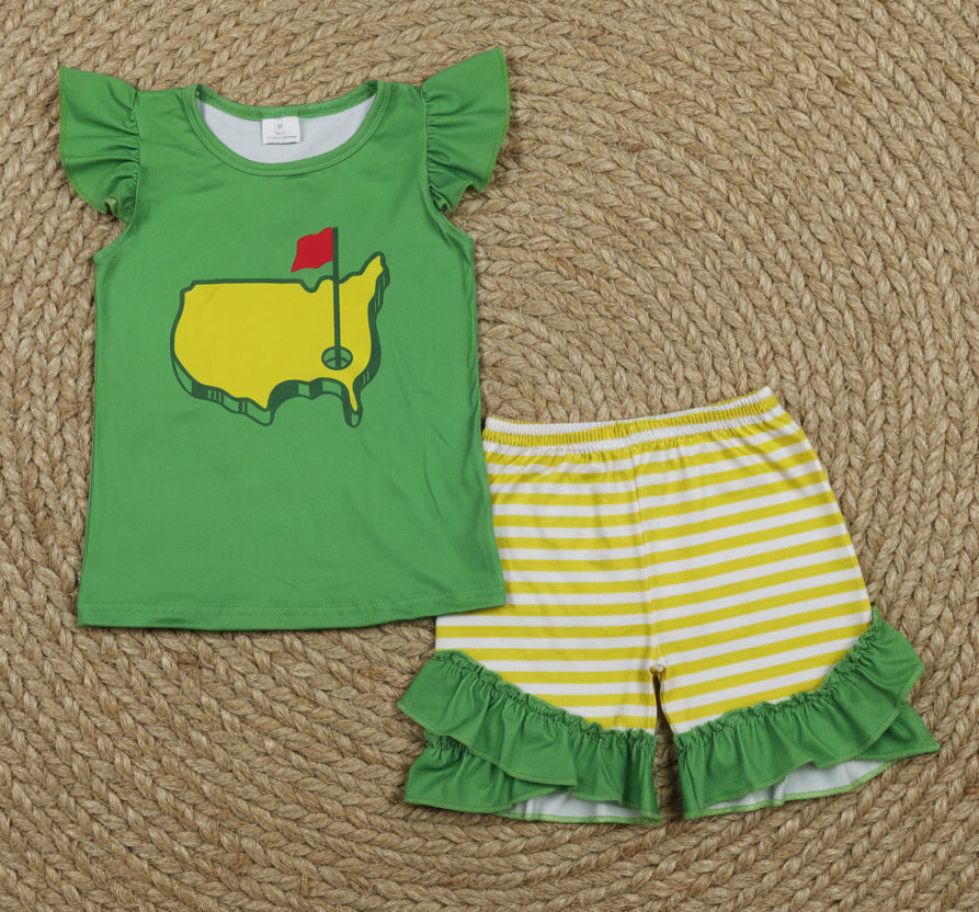 green golf shorts set girl clothing