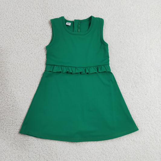 sleeveless solid green athletic dress