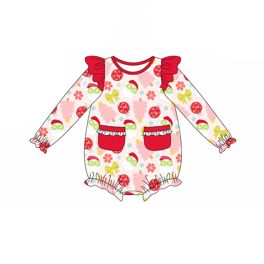 Custom Baby Girls Christmas Tree Santa Disco Pockets Rompers D 8.13