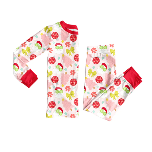 Custom Baby Girls Christmas Tree Santa Disco Top Pants Lounge Wear Pajamas Sets D 8.13