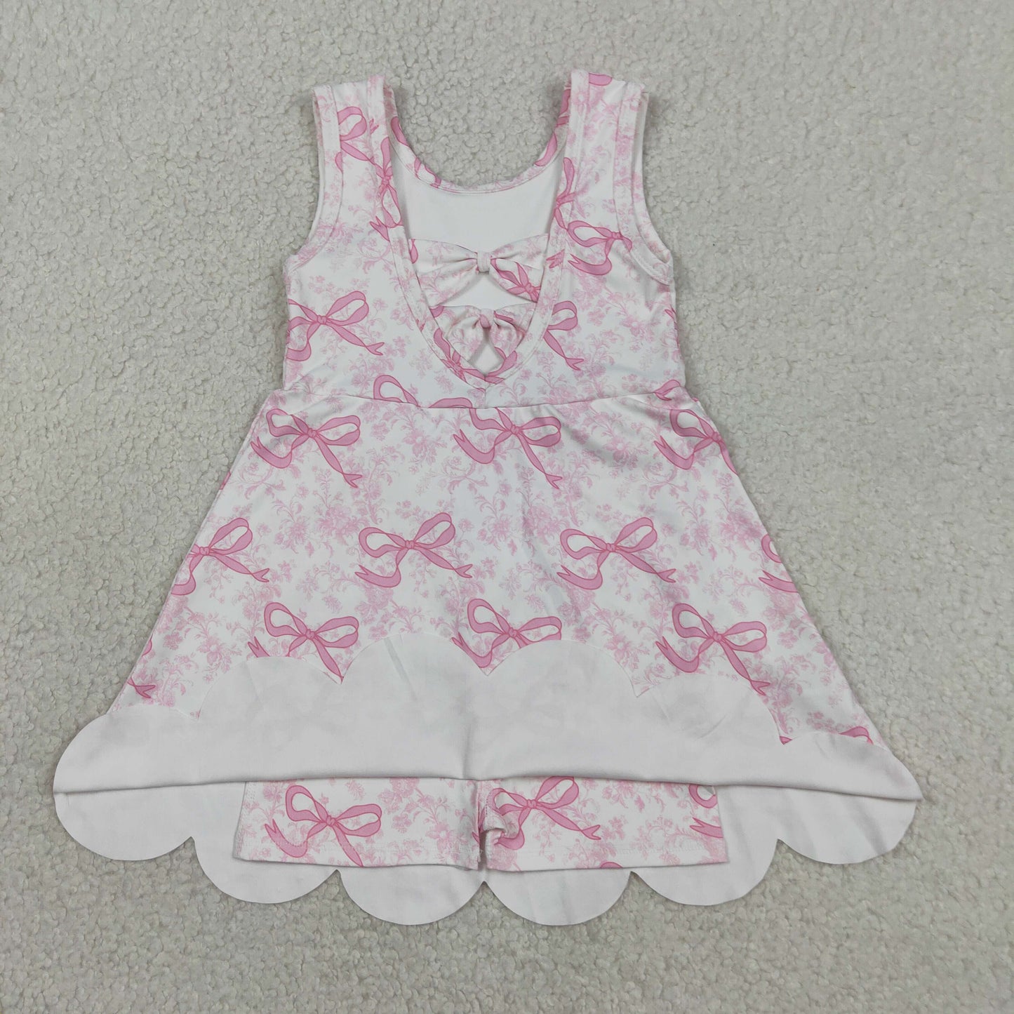 pink coquette floral scallop athletic dress