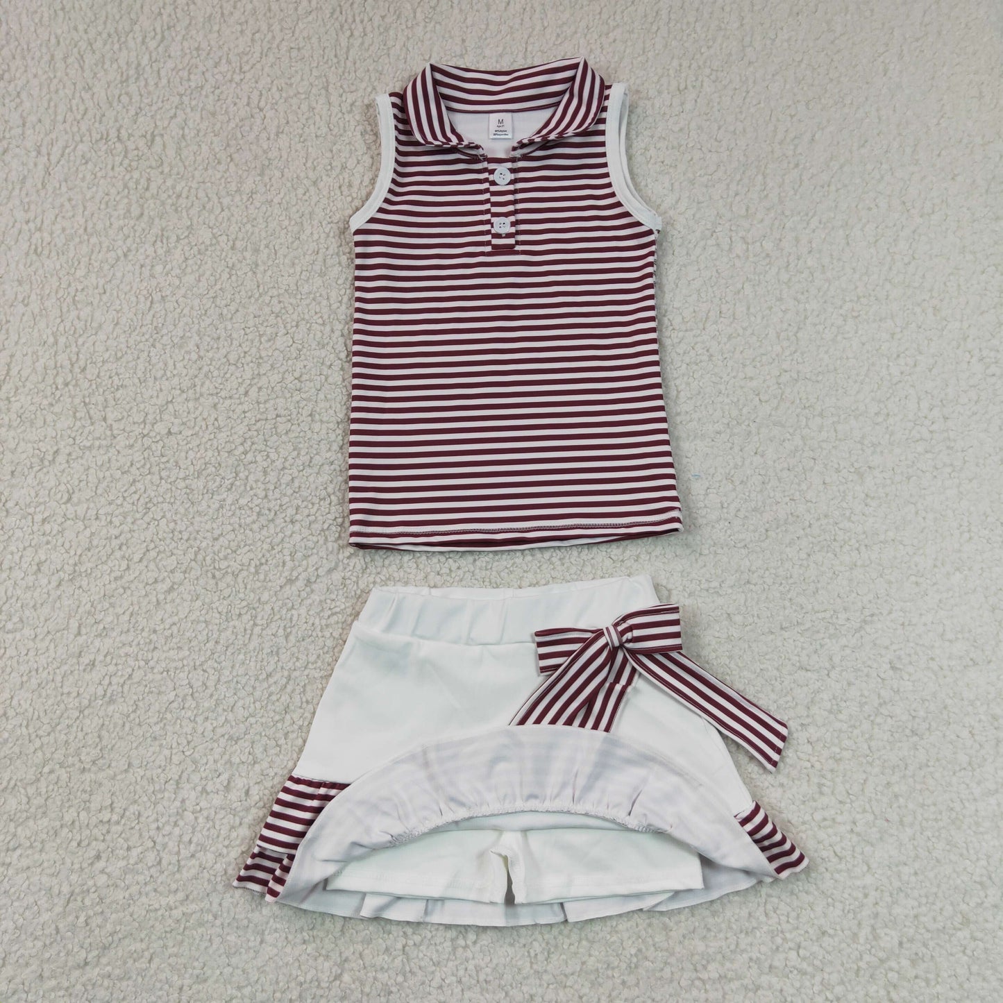 maroon striped polo skort set girls clothing
