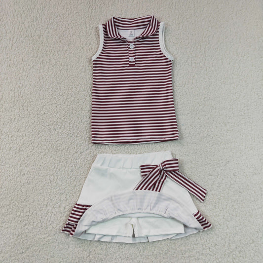maroon striped polo skort set girls clothing
