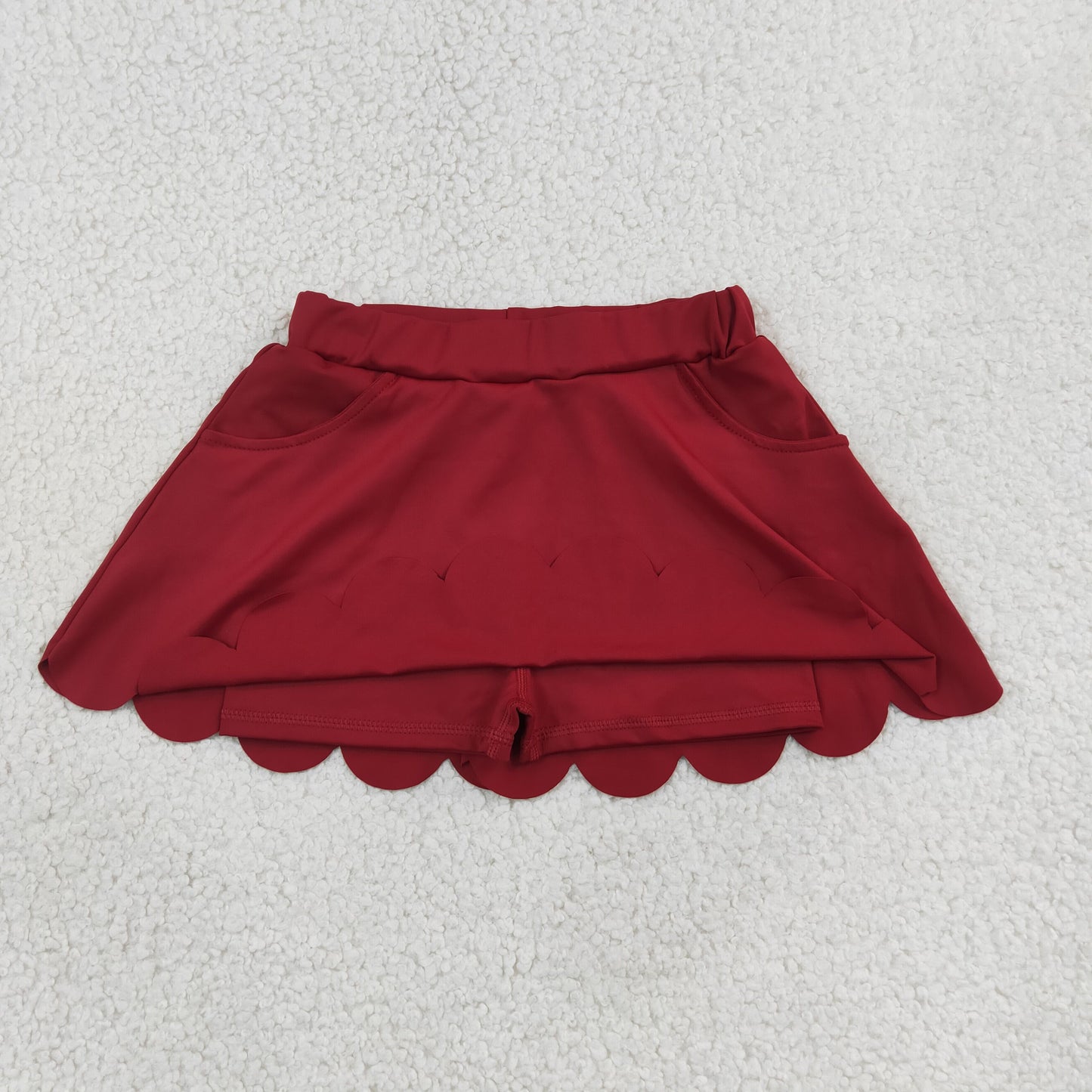 solid maroon athletic scallop skort girl skirt