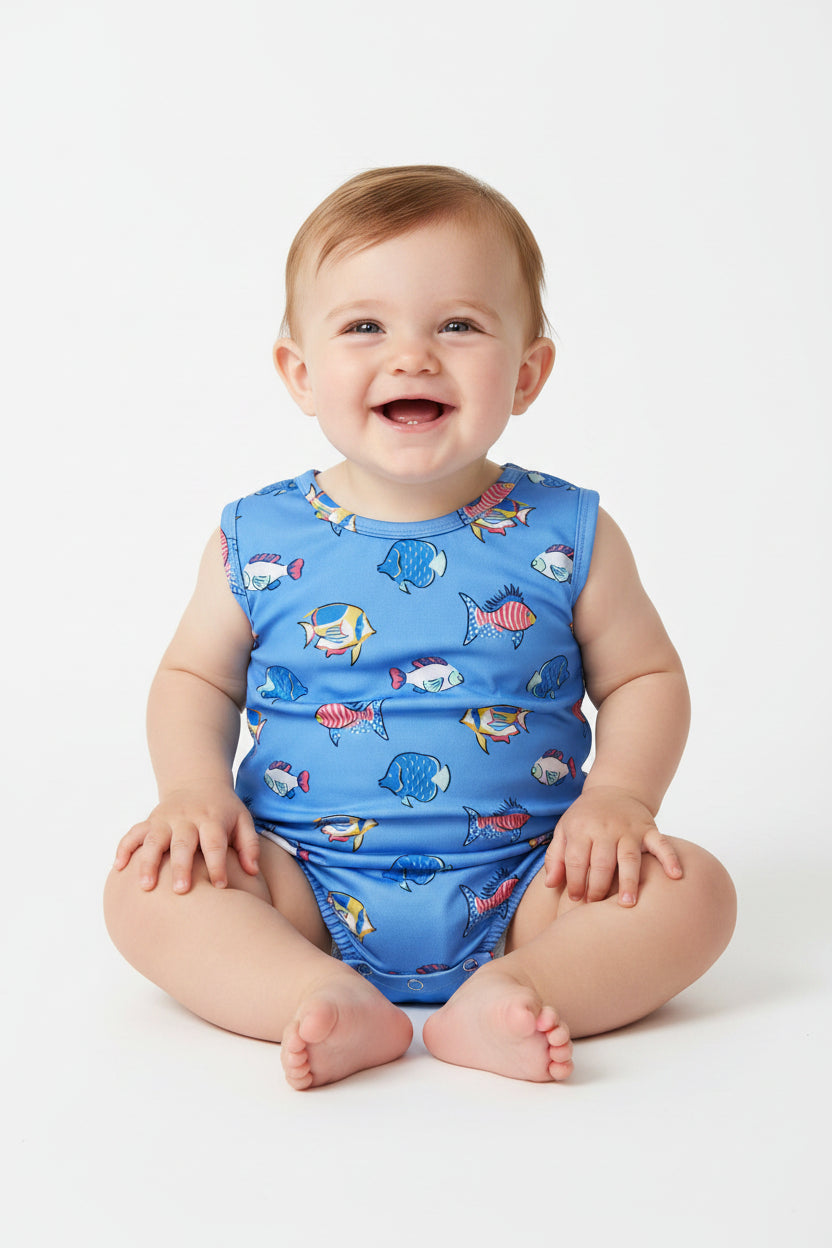 SR4151 blue fish print boy bubble