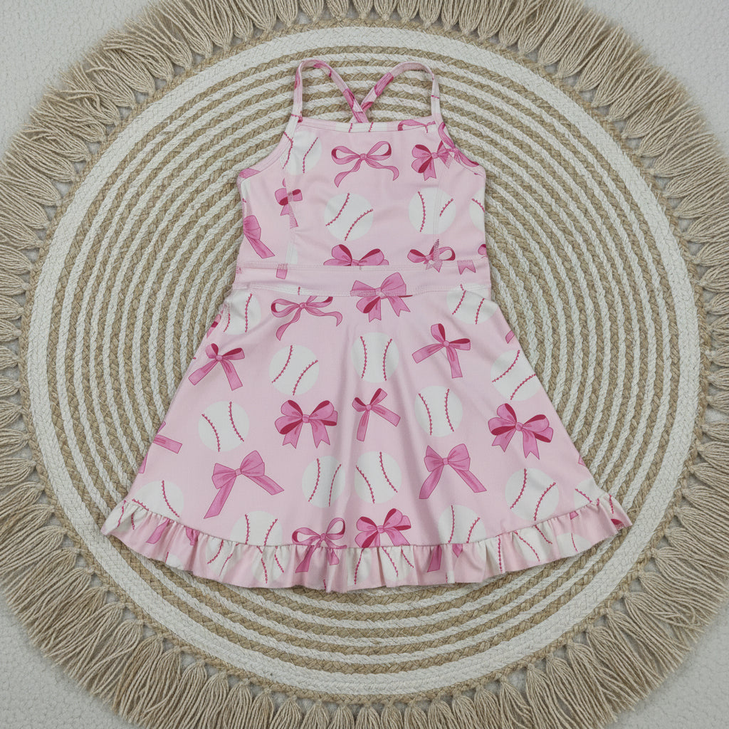 pink coquette and baseball athletic skort dress