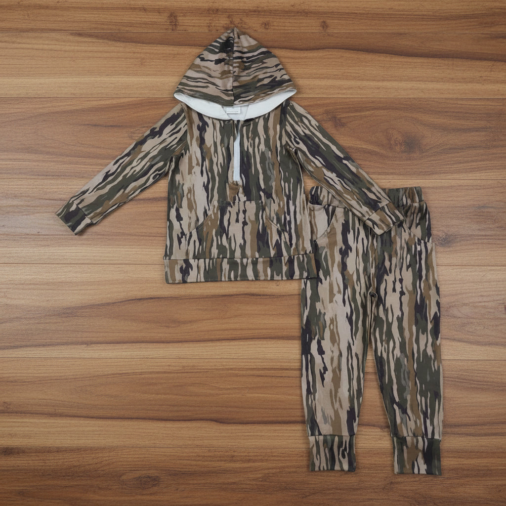 zip camo hoodie jogger set fall boy outfit kids clothing