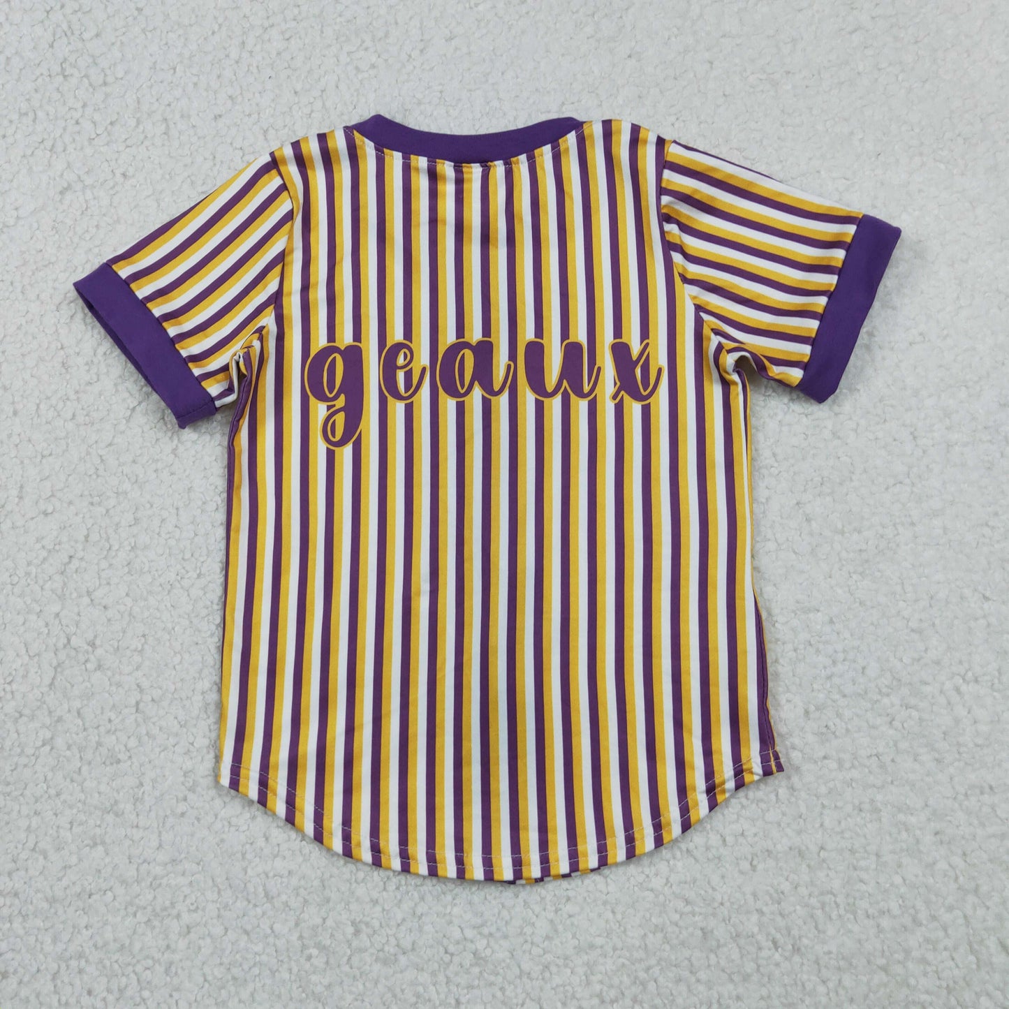 team geaux tiger stripes button v-neck boys t-shirt