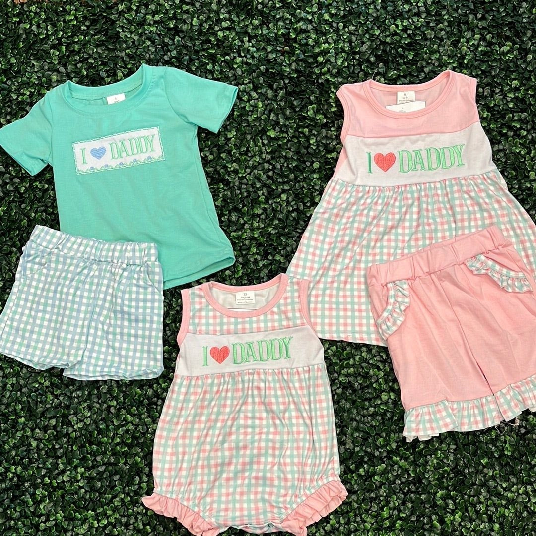 Match Embroidery Baby Kids Toddler I Love Daddy Father's Day Clothing  D 4.9