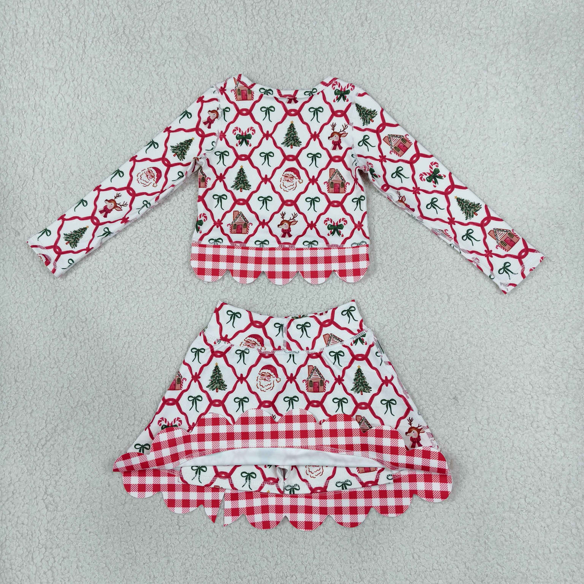 Christmas decoration scallop athletic skort outfit girls clothing