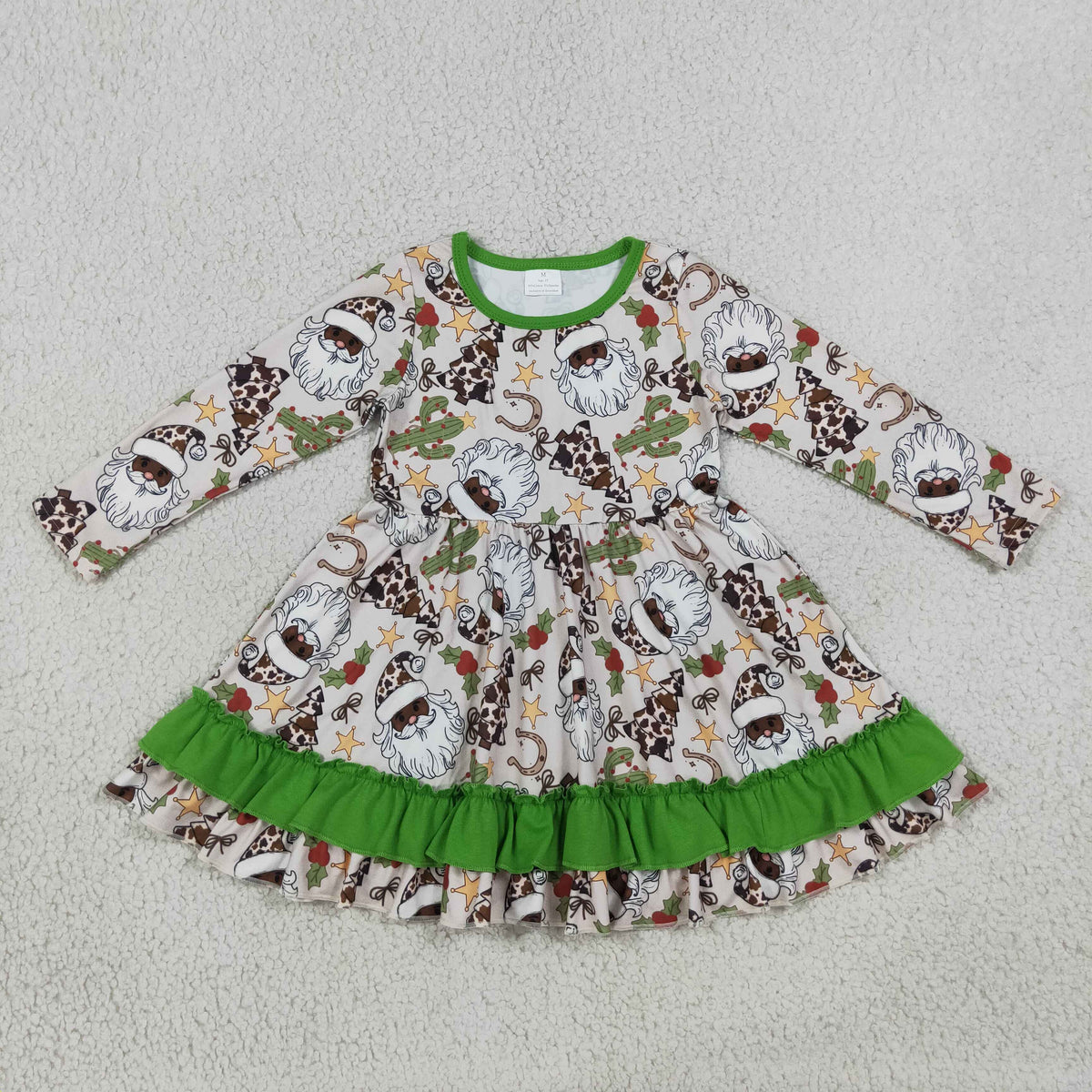 Christmas cowgirl santa tree ruffle twirl dress