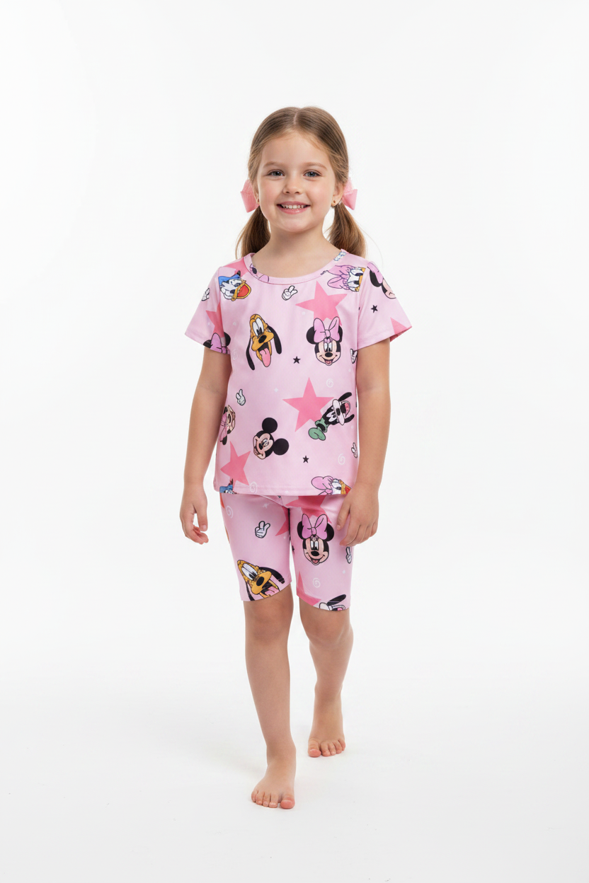 GSSO1279 Cartoon purple short-sleeved shorts suit
