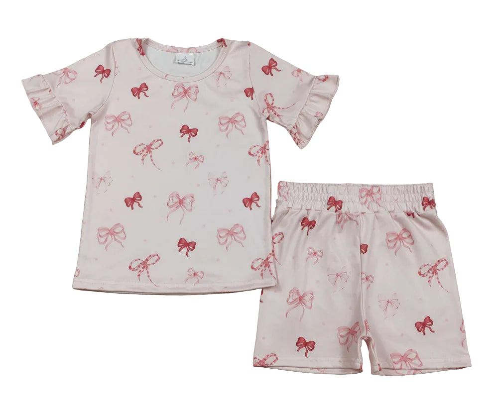 pink bow coquette shorts set girl clothing