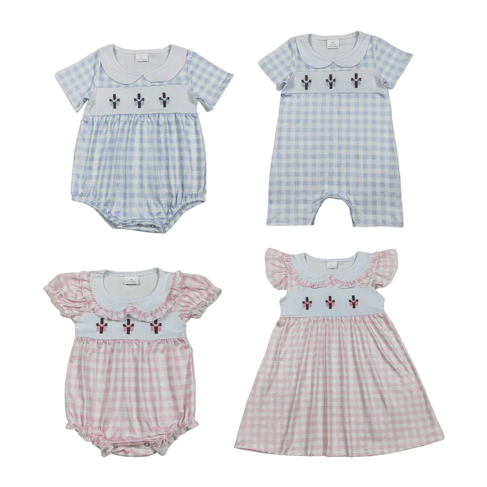 Sibling easter cross romper and dress