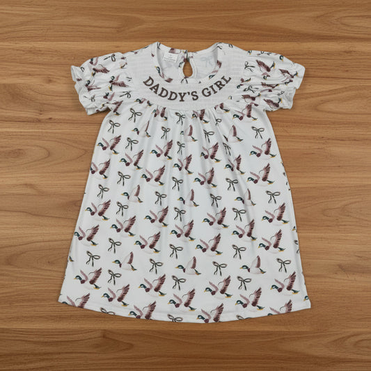 mallard and bow daddy's girl embroidery smock dress