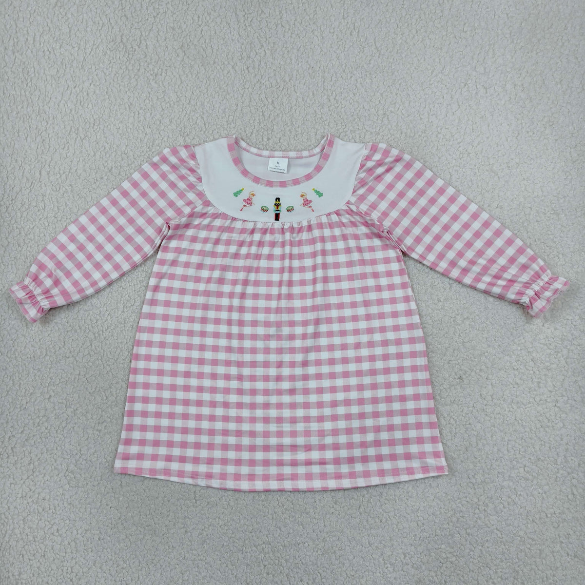 pink gingham ballet embroidery nutcracker dress