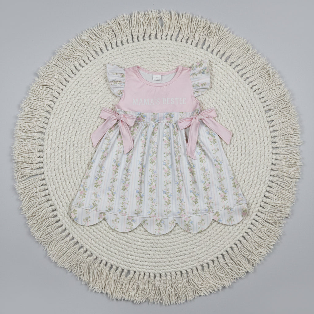 striped floral mama's bestie scallop dress