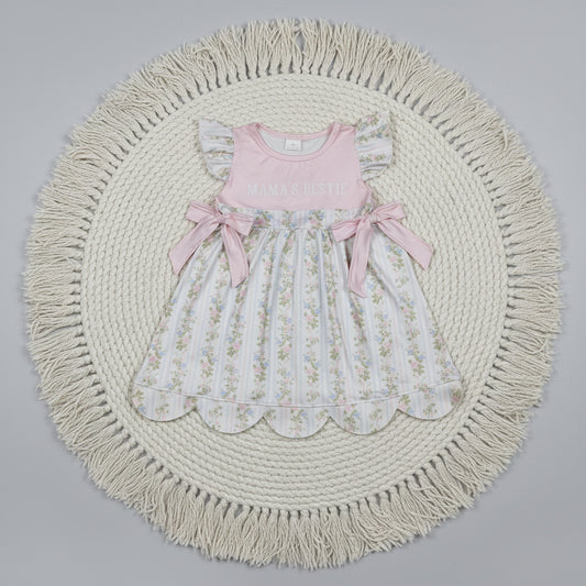 striped floral mama's bestie scallop dress