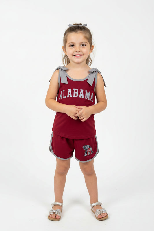 digital print team Alabama bow shorts set girl clothing